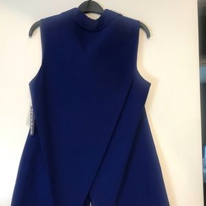 Sleeveless suit collar vest! Blue